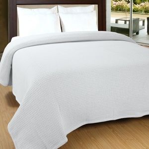 100% Cotton Waffle Weave Thermal Blankets White